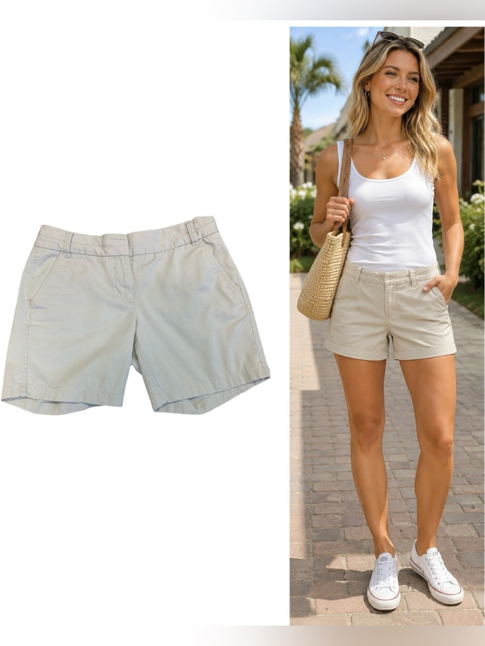 J.CREW beige Chino cargo shorts size 4